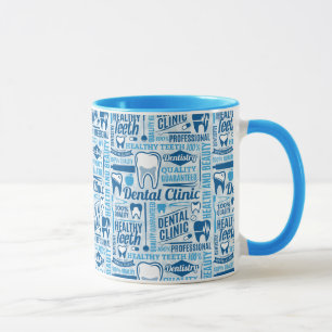 Caneca Teste padrão dental azul da clínica