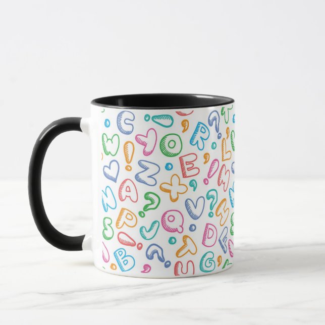 Caneca teste padrão do alfabeto (Esquerda)