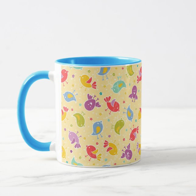 Caneca Teste padrão do bebê com pássaros bonitos (Esquerda)