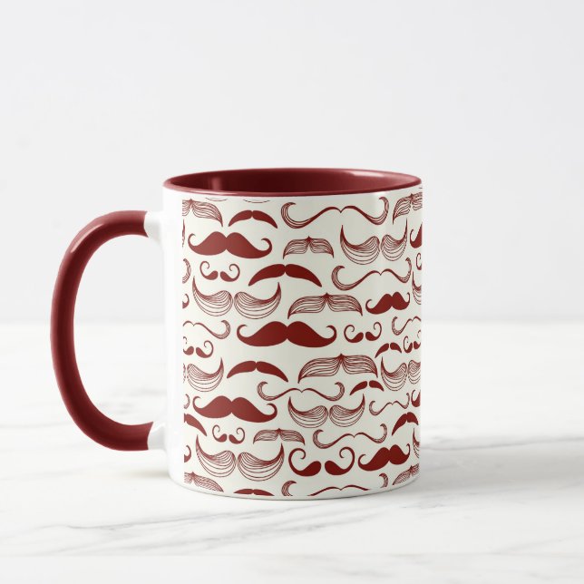 Caneca Teste padrão do bigode, estilo retro 3 (Esquerda)