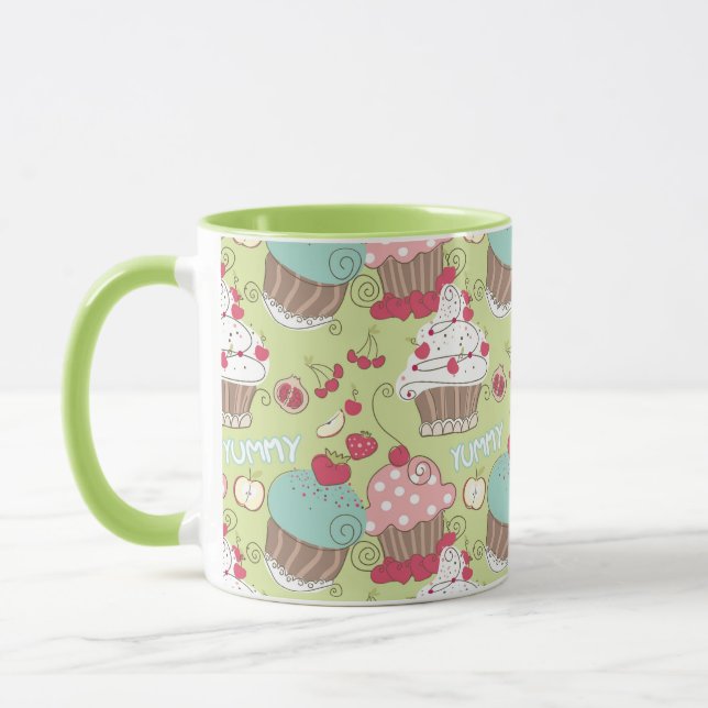 Caneca Teste padrão do cupcake (Esquerda)
