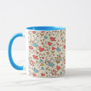 Caneca Teste padrão do dia dos namorados com Cupido