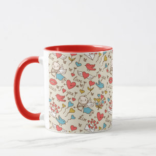 Caneca Teste padrão do dia dos namorados com Cupido