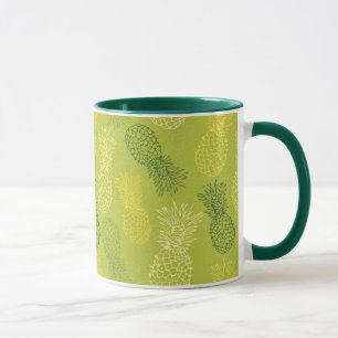 Caneca Teste padrão do esboço do abacaxi no verde