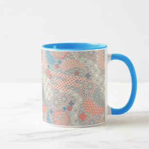 Caneca Teste padrão do estilo japonês. Ilustração