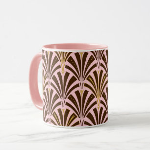 Caneca Teste padrão do fã do art deco - chocolate no ro