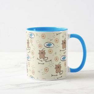 Caneca teste padrão do gato e dos peixes