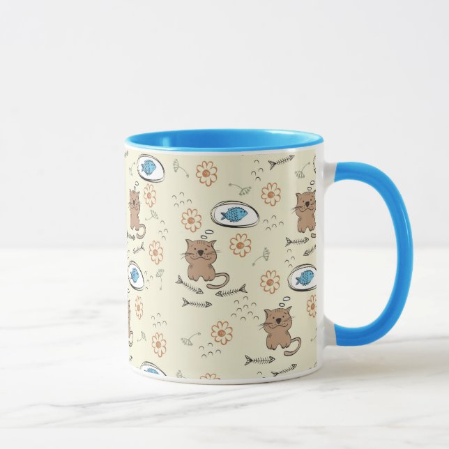 Caneca teste padrão do gato e dos peixes (Direita)