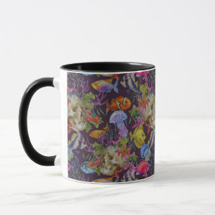 Caneca Teste padrão do Grunge da vida marinha