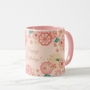 Caneca Teste padrão do jardim de flores do pêssego do