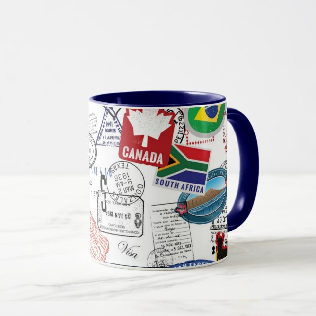 Caneca Teste padrão do passaporte do mundo (Frente Esquerda)