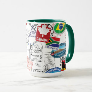 Caneca Teste padrão do passaporte do mundo
