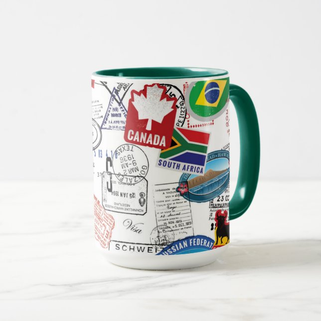 Caneca Teste padrão do passaporte do mundo (Frente Esquerda)