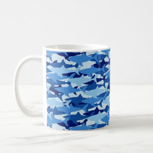 Caneca De Café Teste padrão do tubarão azul
