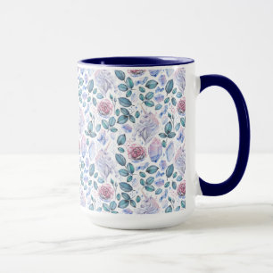 Caneca Teste padrão dos cristais & dos rosas do unicórn