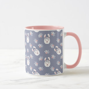 Caneca Teste padrão dos lamas & de flores