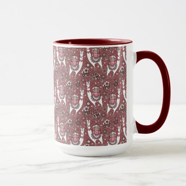 Caneca Teste padrão engraçado dos lamas (Direita)