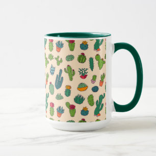 Caneca Teste padrão ereto do cacto bonito