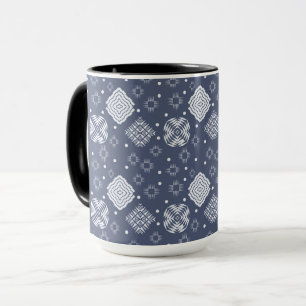 Caneca teste padrão étnico do azul do estilo do boho