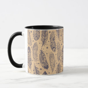Caneca Teste padrão étnico do esboço da pena
