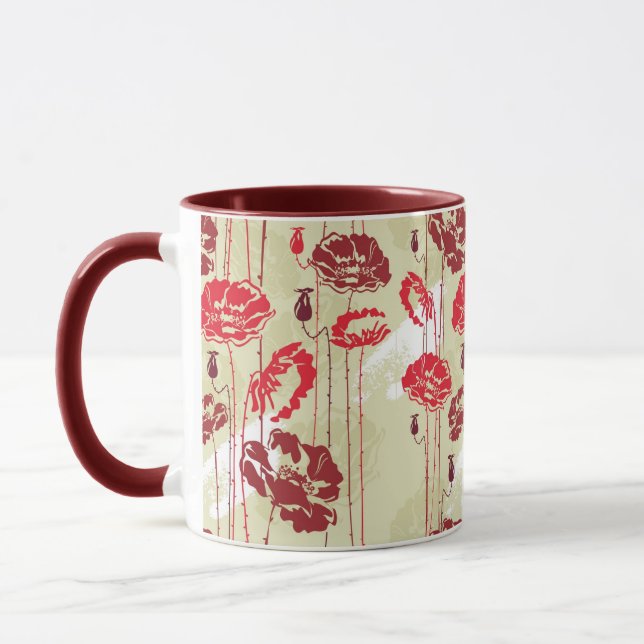 Caneca Teste padrão floral 2 da elegância abstrata (Esquerda)