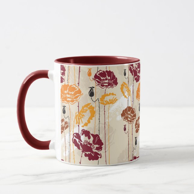 Caneca Teste padrão floral 4 da elegância abstrata (Esquerda)