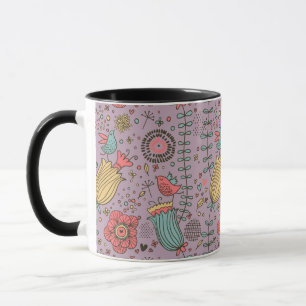 Caneca Teste padrão floral à moda com flores