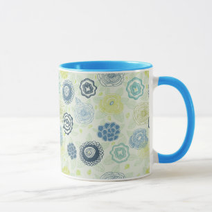 Caneca Teste padrão floral à moda com flores bonitos