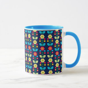 Caneca Teste padrão floral colorido