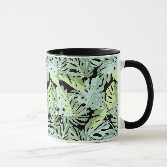 Caneca Teste padrão floral da selva (Direita)