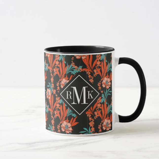 Caneca Teste padrão floral do abstrato da laranja do (Direita)