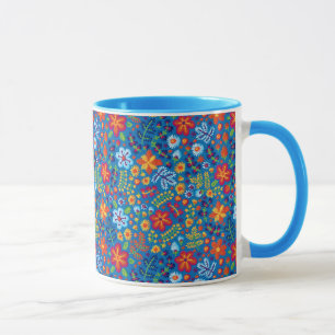 Caneca Teste padrão floral do bordado