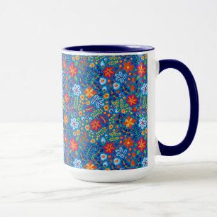 Caneca Teste padrão floral do bordado