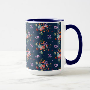 Caneca Teste padrão floral do buquê cor-de-rosa