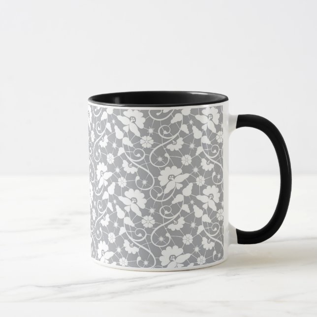 Caneca Teste padrão floral do laço (Direita)