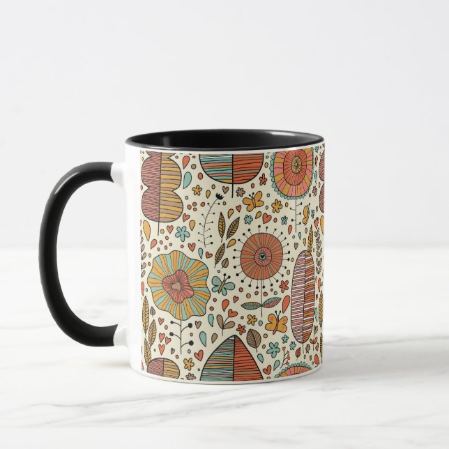 Caneca Teste padrão floral do verão feito das folhas (Esquerda)