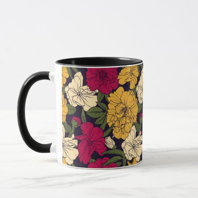 Caneca Teste padrão floral elegante (Esquerda)