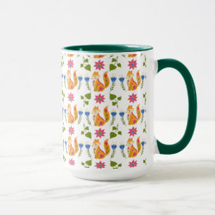 Caneca Teste padrão floral Foxy Pastel bonito