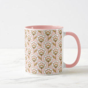 Caneca Teste padrão floral moderno do meio século