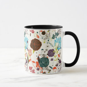 Caneca Teste padrão floral retro 2