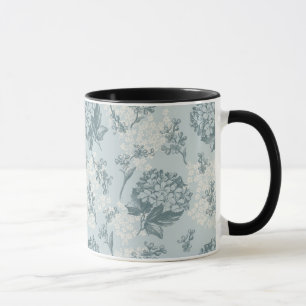 Caneca Teste padrão floral retro com flores do viburnum