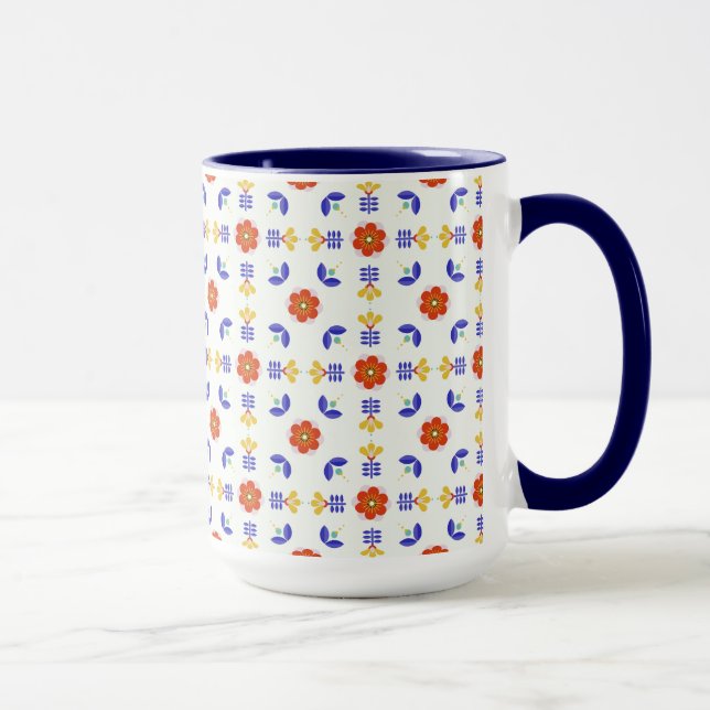 Caneca Teste padrão geométrico da flor de néon da arte (Direita)