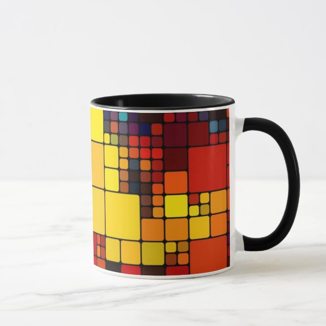 Caneca Teste padrão geométrico do arco-íris vibrante (Direita)