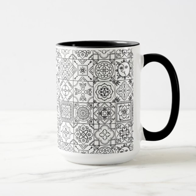 Caneca Teste padrão inspirado de Talavera (Direita)