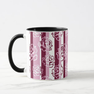 Caneca Teste padrão listrado com rosas