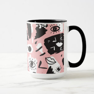 Caneca Teste padrão moderno abstrato do olho & dos lábi