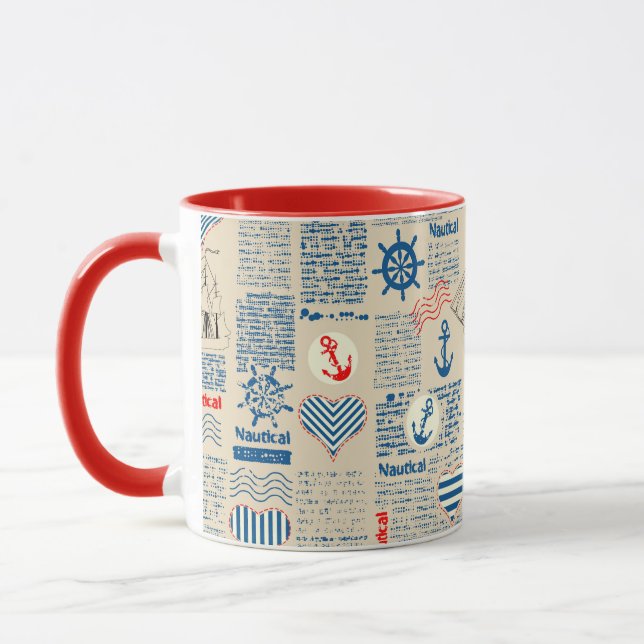 Caneca Teste padrão náutico do jornal (Esquerda)