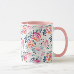 Caneca Teste padrão pintado dos rosas