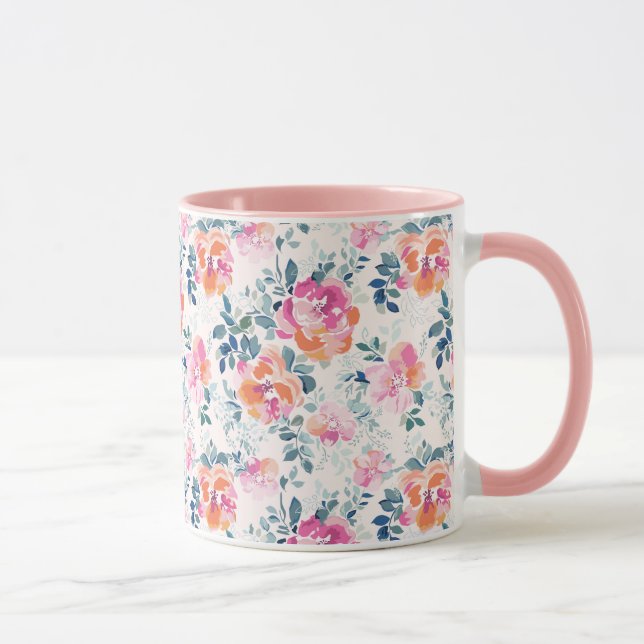 Caneca Teste padrão pintado dos rosas (Direita)
