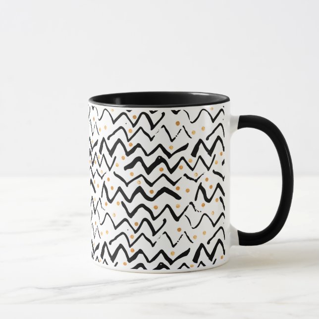 Caneca Teste padrão preto dos cursos & de pontos da (Direita)